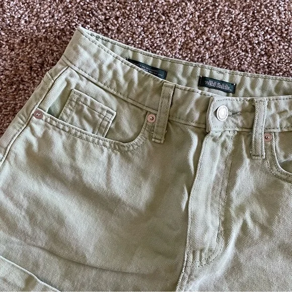 🚨Wild Fable Green Checker Highest Rise Mom Shorts Womens 2 Cuffed Skater Grunge - Picture 6 of 14